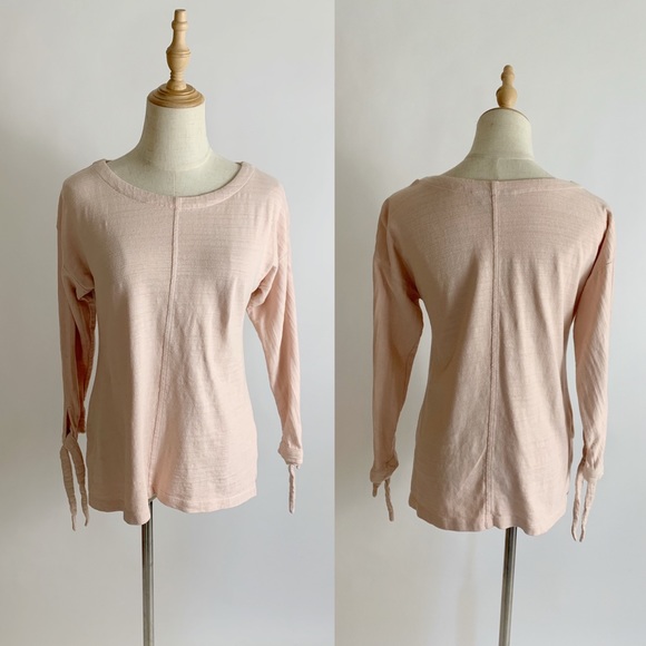 LOFT Tops - LOFT Long Sleeve Tie Cuff Pink Blouse XXS
